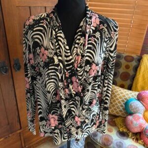 Elana by Tanner Floral Print Silk Wrap Blouse Size 14